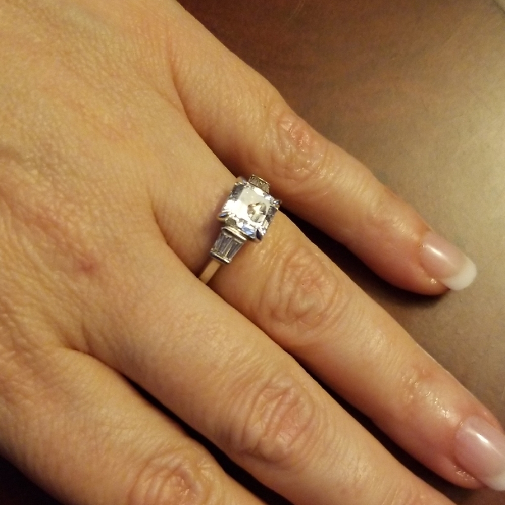 Ascher and Baguette Sterling Silver Ring
